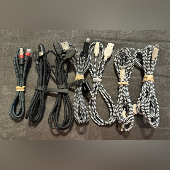 7 iphone charger cords. Gray/black - Picture 1 of 2